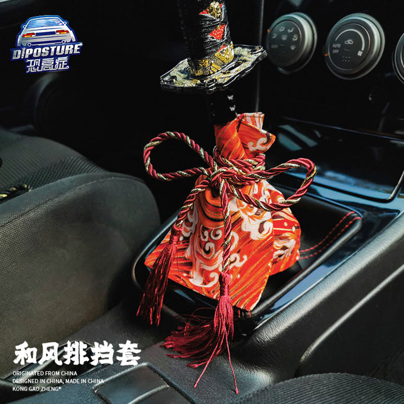 JDM Samurai Gearbox Gear Decoration Parts In-Car Accessories Universal Shift Lever Knob Boot Cover Racing Shift Knob Collars