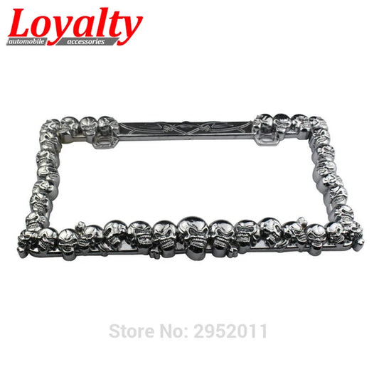 JDM Front Rear Skull Look Usa/Canada License Plate Frame Tag Cover Holder for Auto Truck Vehicles Car Styling