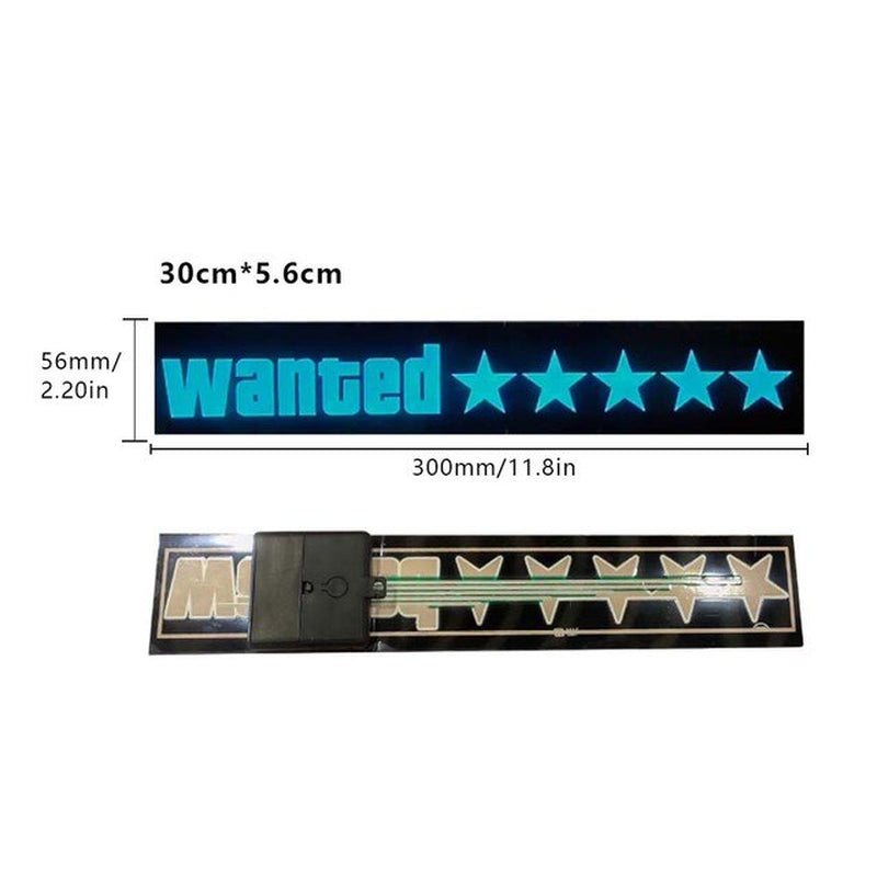 Windshield Electric 5 Stars Wanted Car LED Sign Light up Window Stickers JDM Glow Panel