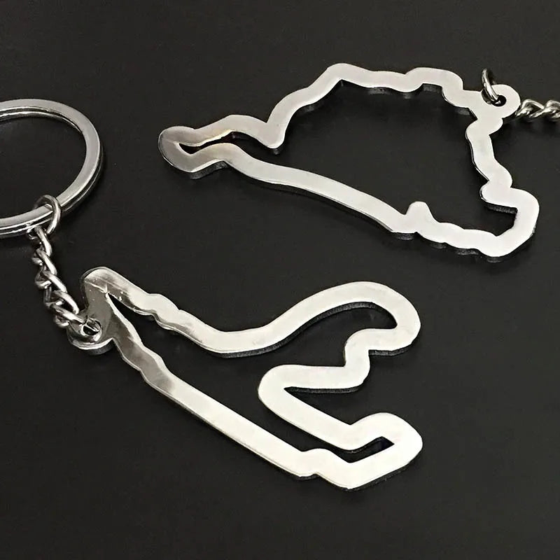 Silver Car Keychain for Mens Nurburgring North Ring Track Keychain Automotive Parts Model Key Ring Car Wheel Keychain
