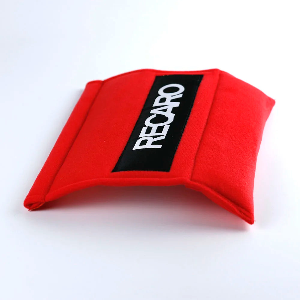 2Pcs JDM RECARO Cotton Seat Belt Cover Soft Harness Pads Shoulder Pad Red/Black