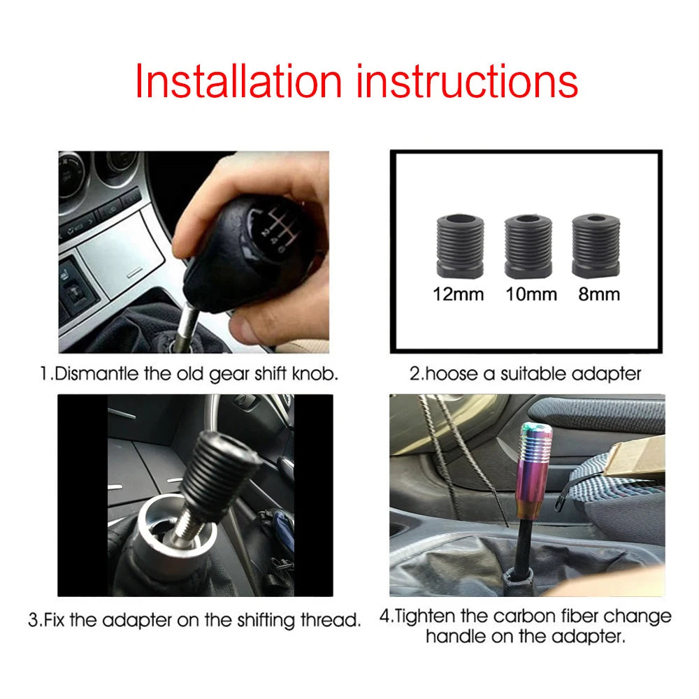 13CM Universal Aluminium Alloy Gear Shift Knob Electroplating Color Manual Shifter Dandle JDM Car Accessories Replacement
