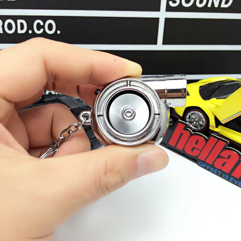 USB Charging Turbine Cigarette Lighters Car Keychain Pendant Car Modified Metal Keychain Fire Creative Gift Defense Tactical